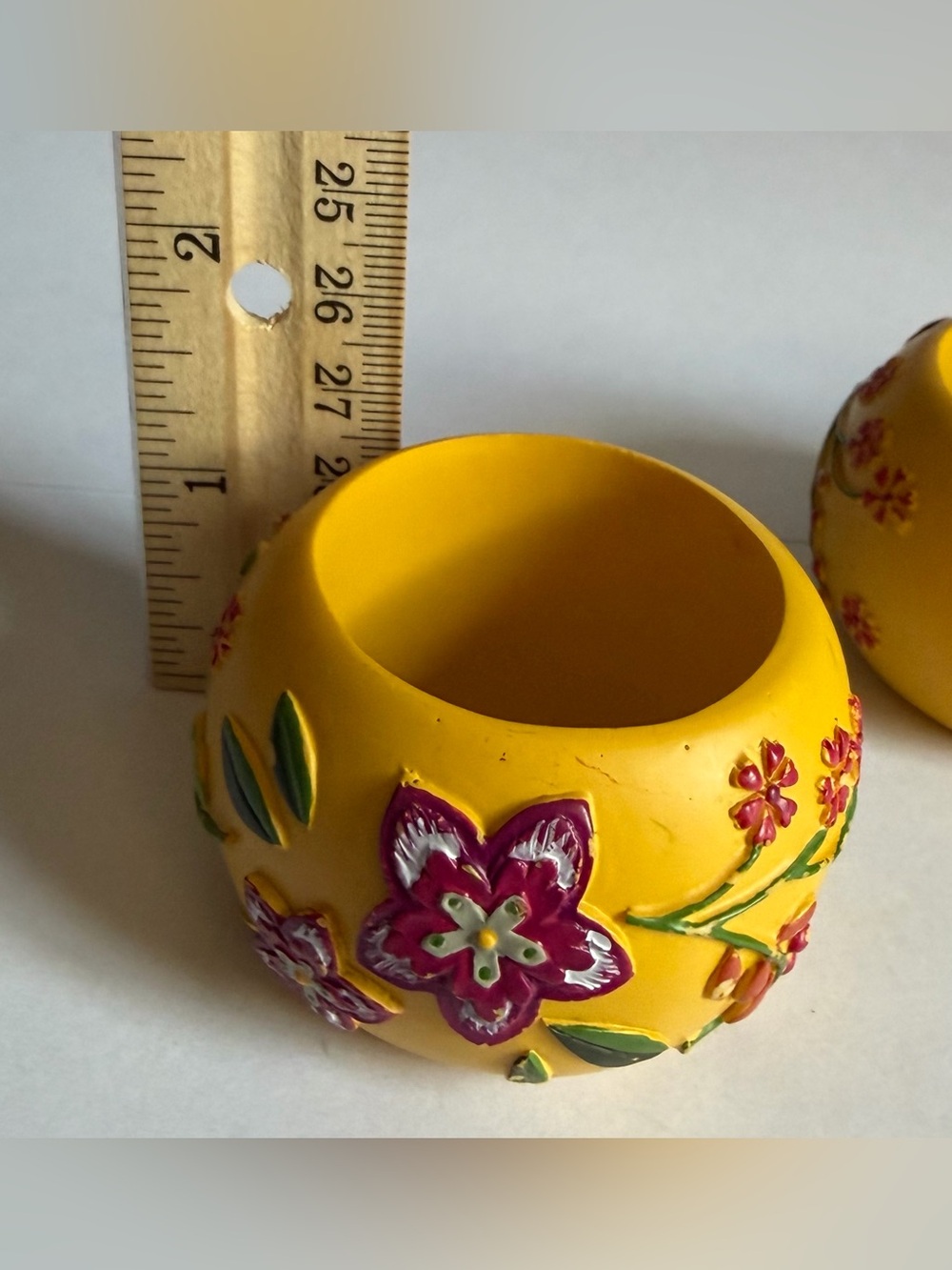Yellow 3D Floral Decorative Napkin Rings - Set of 5 Boho Whimsical Cottage Decor - Picture 2 of 8